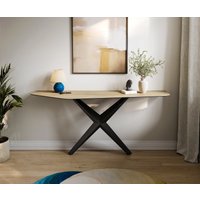 Konsolentisch Edge Polygonal 180x50 cm Keramik Laminam Sabbia Eichefarbig Zentharo Metall Schwarz