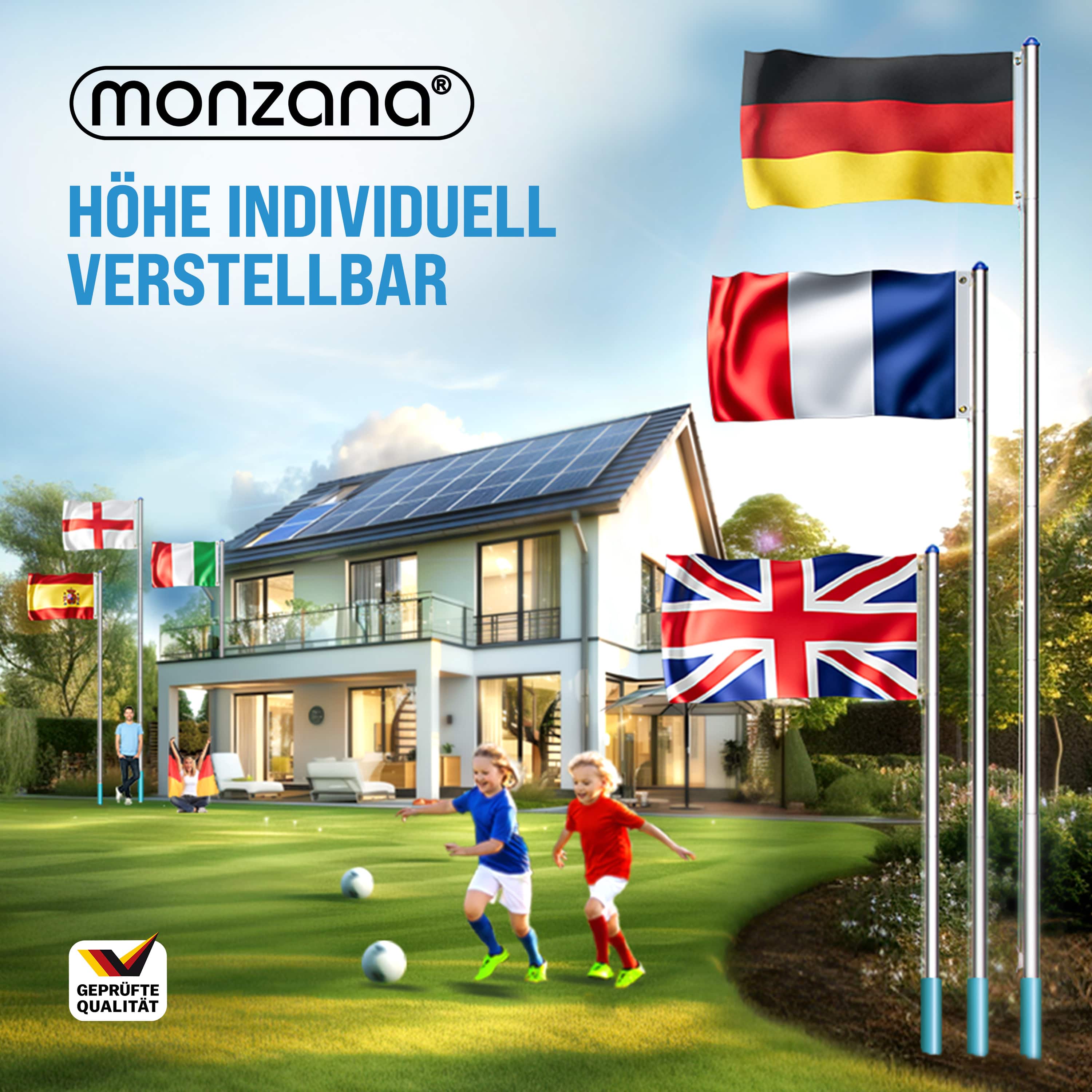 monzana Fahnenmast Alu 650cm mit Frankreich-Flagge – Bild 3
