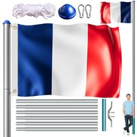 monzana® Fahnenmast Alu 650cm mit Frankreich-Flagge
