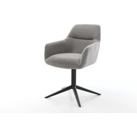 Drehstuhl Pejo-Flex Strukturstoff Soft Grau Fußkreuz Schwarz 360 drehbar Wippfunktion Taschenfederkern