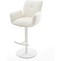 Barstuhl Nela-Flex Bouclé Soft Beige Drehfuß höhenverstellbar Metall Weiß