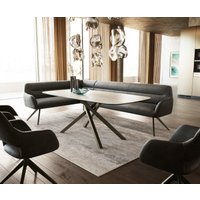 Esszimmerbank Taya-Flex 285x190 cm Mikrofaser Anthrazit Vintage Kreuzgestell kantig Effektfinish Titan Taschenfederkern Links – Bild 2