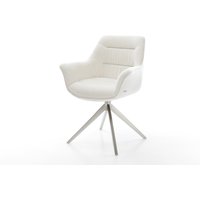Drehstuhl Kaira-Flex Bouclé Soft Beige Kreuzgestell breit Edelstahl 360 drehbar Wippfunktion
