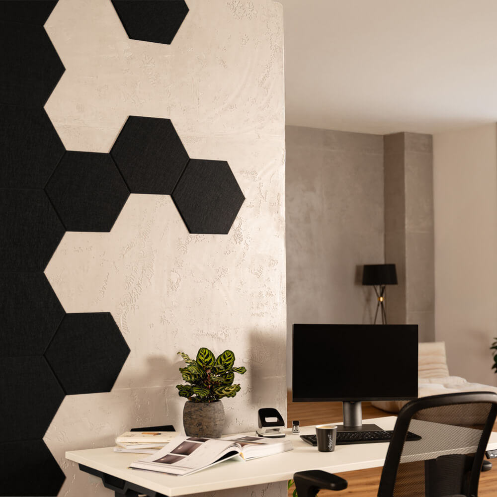 Akustikplatten Hexagon selbstklebend SILENT - 15er Set Schwarz – Bild 4