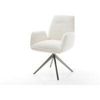 Drehstuhl Zoa-Flex Bouclé Soft Beige Kreuzgestell breit Graphit 360 drehbar Wippfunktion Taschenfederkern
