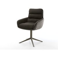 Drehstuhl Abelia-Flex mit Armlehnen Materialmix Schwarz Fußkreuz Effektfinish Titan 360 drehbar Wippfunktion