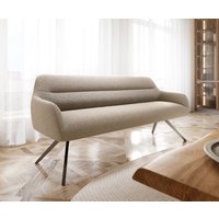 Esszimmerbank Taya-Flex 200 cm Bouclé Schlamm Kreuzgestell kantig Graphit Taschenfederkern