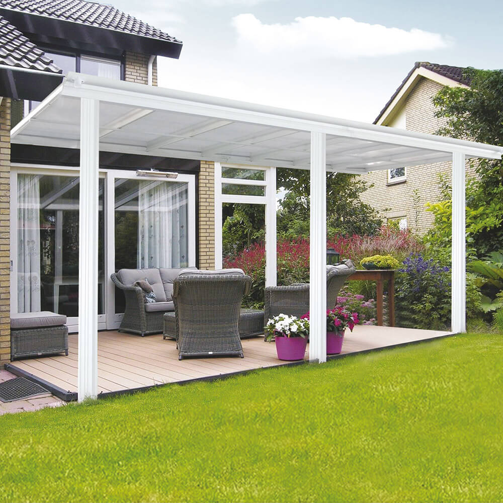 Terrassenüberdachung SOLIS - 435 / 442 x 300 / 303 x 278 / 226 cm Weiß – Bild 3