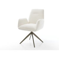 Drehstuhl Zoa-Flex Bouclé Soft Beige Kreuzgestell breit Effektfinish Titan 360 drehbar Wippfunktion Taschenfederkern