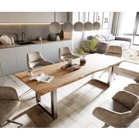 DELIFE Edge Esstisch Akazie Edelstahl