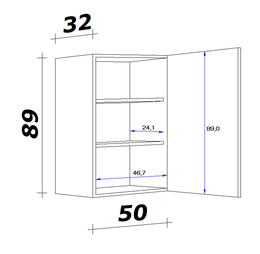 Hoch-Hängeschrank Samoa Braun 50 x 89 x 32 cm – Bild 3