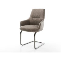 Freischwinger Zelia-Flex mit Armlehnen Mikrofaser Taupe Vintage Freischwinger flach Graphit Taschenfederkern