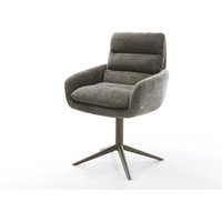 Drehstuhl Abelia-Flex mit Armlehnen Bouclé Soft Schlamm Fußkreuz Effektfinish Titan 360 drehbar Wippfunktion