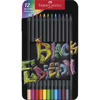 FABER-CASTELL Dreikant-Buntstifte Black Edition, 12er Etui