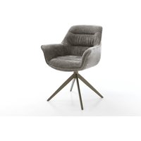 Drehstuhl Kaira-Flex Bouclé Soft Schlamm Kreuzgestell breit Effektfinish Titan 360 drehbar Wippfunktion