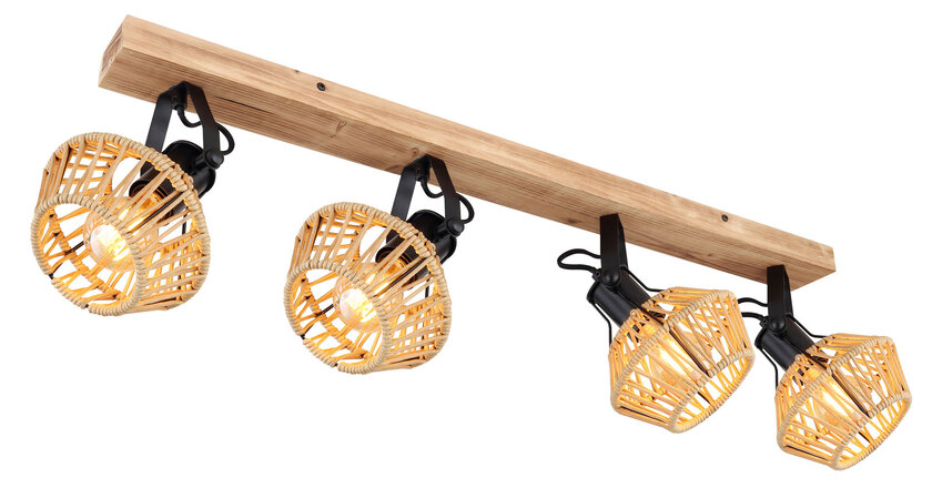 GLOBO Retrofit Deckenlampe mit 4 Spots Valli 80x16 cm 25cm schwarz /Hanf beige – Bild 5