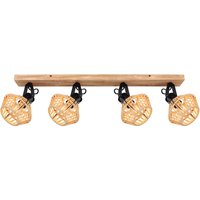 GLOBO Retrofit Deckenlampe mit 4 Spots Valli 80x16 cm 25cm schwarz /Hanf beige