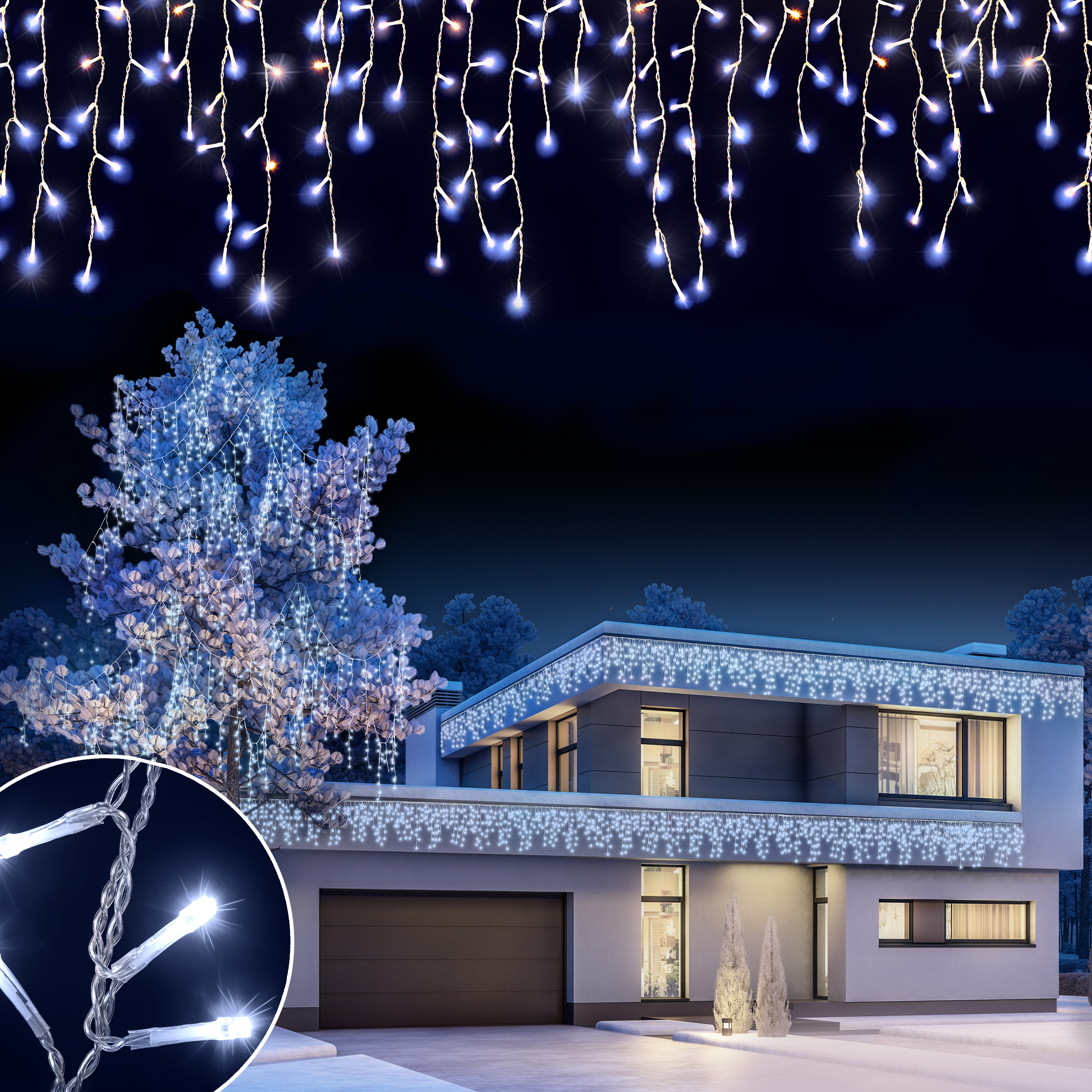monzana Regenlichterkette LED Weihnachten Kaltweiß 10m – Bild 3