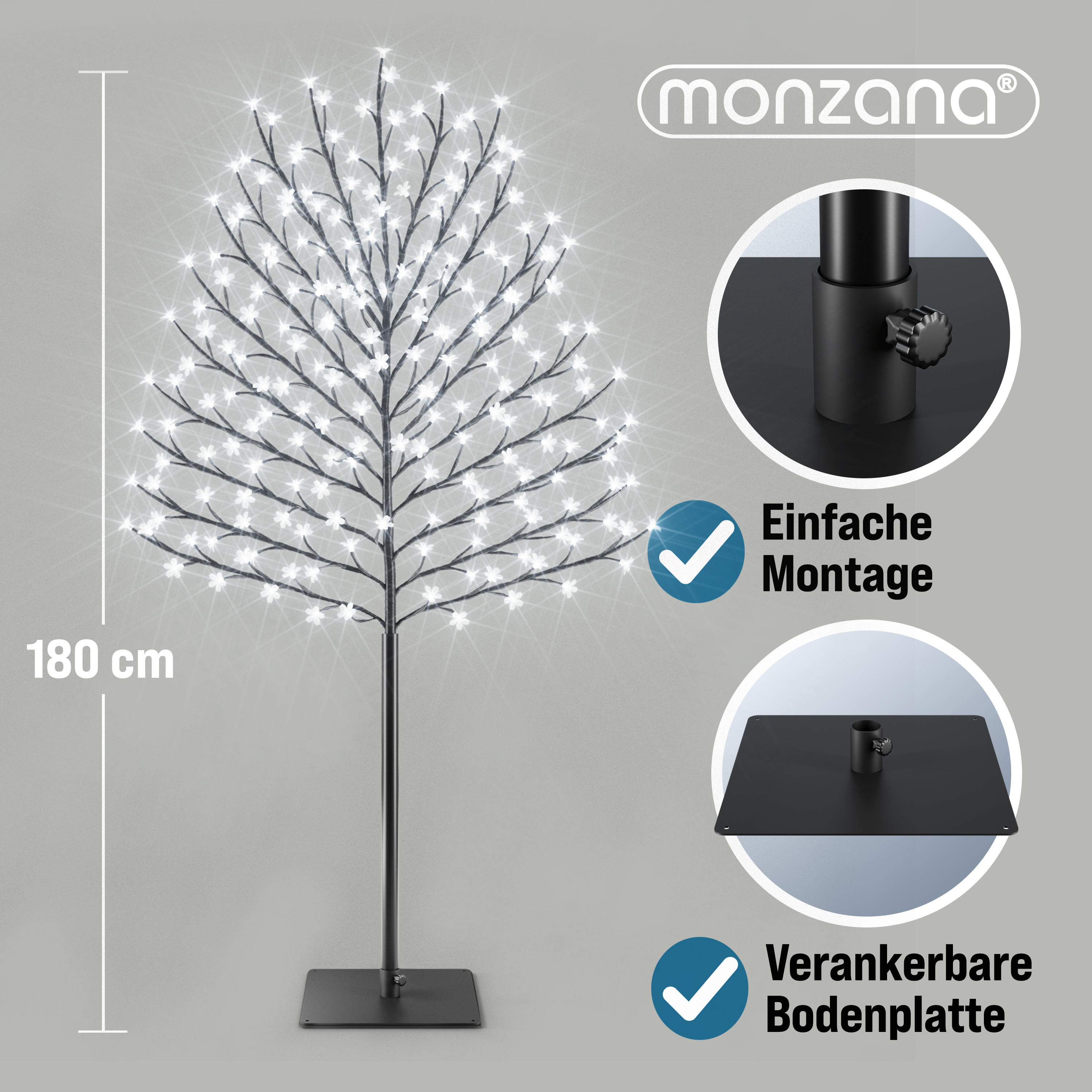 monzana Kirschblütenbaum 2er-Set Kaltweiß 220cm In -Outdoor Fernbedienung – Bild 2