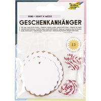 folia Geschenkanhänger rund, natur & weiß, inkl. Schnur – Bild 2