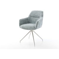 Drehstuhl Pejo-Flex Chenille Pastellblau Kreuzgestell konisch Edelstahl 180 drehbar Taschenfederkern