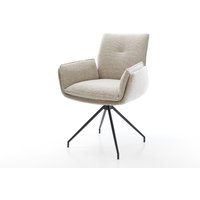 Esszimmerstuhl Nela-Flex Webstoff Soft Beige Kreuzgestell konisch Schwarz