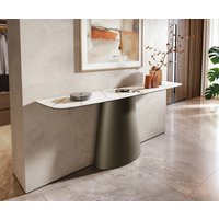 Konsolentisch Edge Boot 180x40 cm Keramik Calacatta Luxe Weiß-Gold-Grau Conos Metall Effektfinish Titan