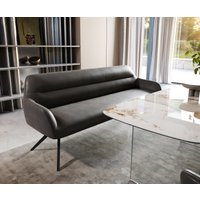 Esszimmerbank Taya-Flex 200 cm Mikrofaser Anthrazit Vintage Kreuzgestell kantig Schwarz Taschenfederkern