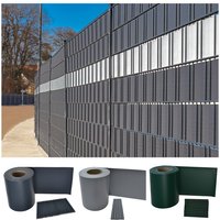 Zaunfolie PVC Sichtschutz MATA - Hellgrau – Bild 2