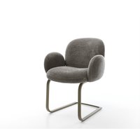 Freischwinger Nube-Flex mit Armlehnen Bouclé Soft Schlamm Freischwinger flach Effektfinish Titan Taschenfederkern