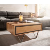 Couchtisch Stonegrace 80x60 cm Akazie Natur 2 Schubladen Steinfurnier