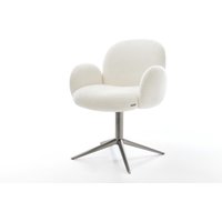 Drehstuhl Nube-Flex mit Armlehnen Bouclé Soft Beige Fußkreuz Graphit 360 drehbar Wippfunktion Taschenfederkern