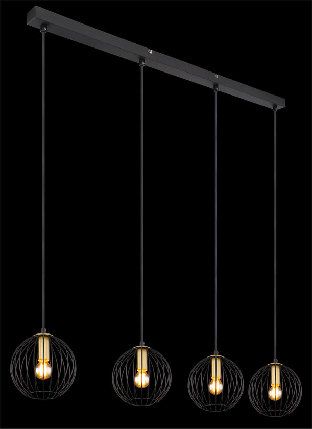 EUSEBIUS Pendellampe schwarz 15589-4H, B/H/T: 100 x 150 x 16 cm, Metall – Bild 4
