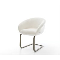 Freischwinger Vinka-Flex mit Armlehnen Bouclé Soft Beige Freischwinger flach Effektfinish Titan Taschenfederkern