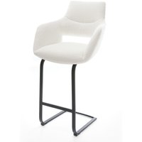Barstuhl Yago-Flex Bouclé Creme-Weiß Freischwinger Flach Metall Schwarz Taschenfederkern