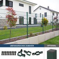 Doppelstabmattenzaun inkl. Eckpfosten MORATA Anthrazit / Grün - 160 cm x 10 m ohne Eckpfosten