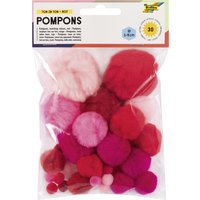 folia Pompons, 30 Stück, TON IN TON MIX Rot – Bild 2