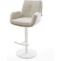 Barstuhl Clea-Flex Webstoff Soft Beige Drehfuß höhenverstellbar Metall Weiß – Bild 2
