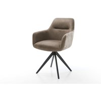 Esszimmerstuhl Pejo-Flex Mikrofaser Taupe Vintage Kreuzgestell kantig Schwarz Taschenfederkern