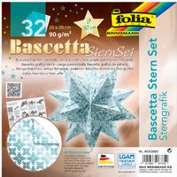 folia Faltblätter Bascetta-Stern, eisblau / bedruckt