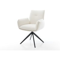 Drehstuhl Nela-Flex Bouclé Soft Beige Kreuzgestell breit Schwarz 360 drehbar Wippfunktion