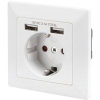 DIGITUS Unterputz-Steckdose, weiß, mit 2x USB-Port, weiß – Bild 2