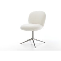 Drehstuhl Nube-Flex Bouclé Soft Beige Fußkreuz Edelstahl 360 drehbar Wippfunktion Taschenfederkern
