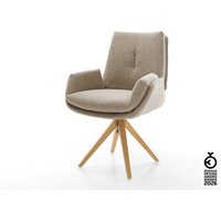Drehstuhl Clea-Flex Bouclé Schlamm Holzgestell kantig Natur 360 drehbar – Bild 2