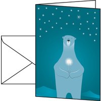 sigel Weihnachtskarte, Polar bear with candle, DIN A6
