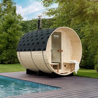 Fasssauna mit Holzofen LAGOM DELUXE - 210 x 240 cm für 4-6 Personen – Bild 2
