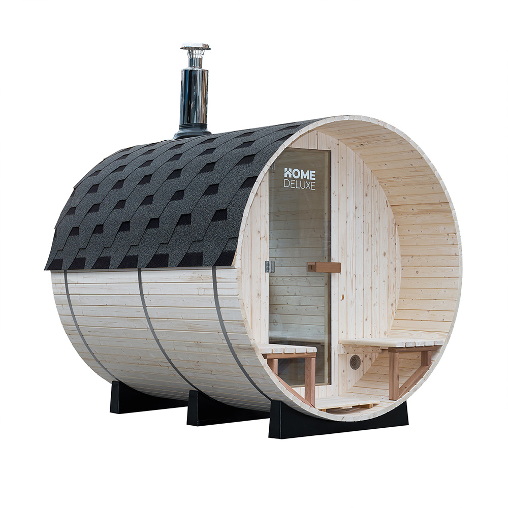 Fasssauna mit Holzofen LAGOM DELUXE - 210 x 240 cm für 4-6 Personen – Bild 4