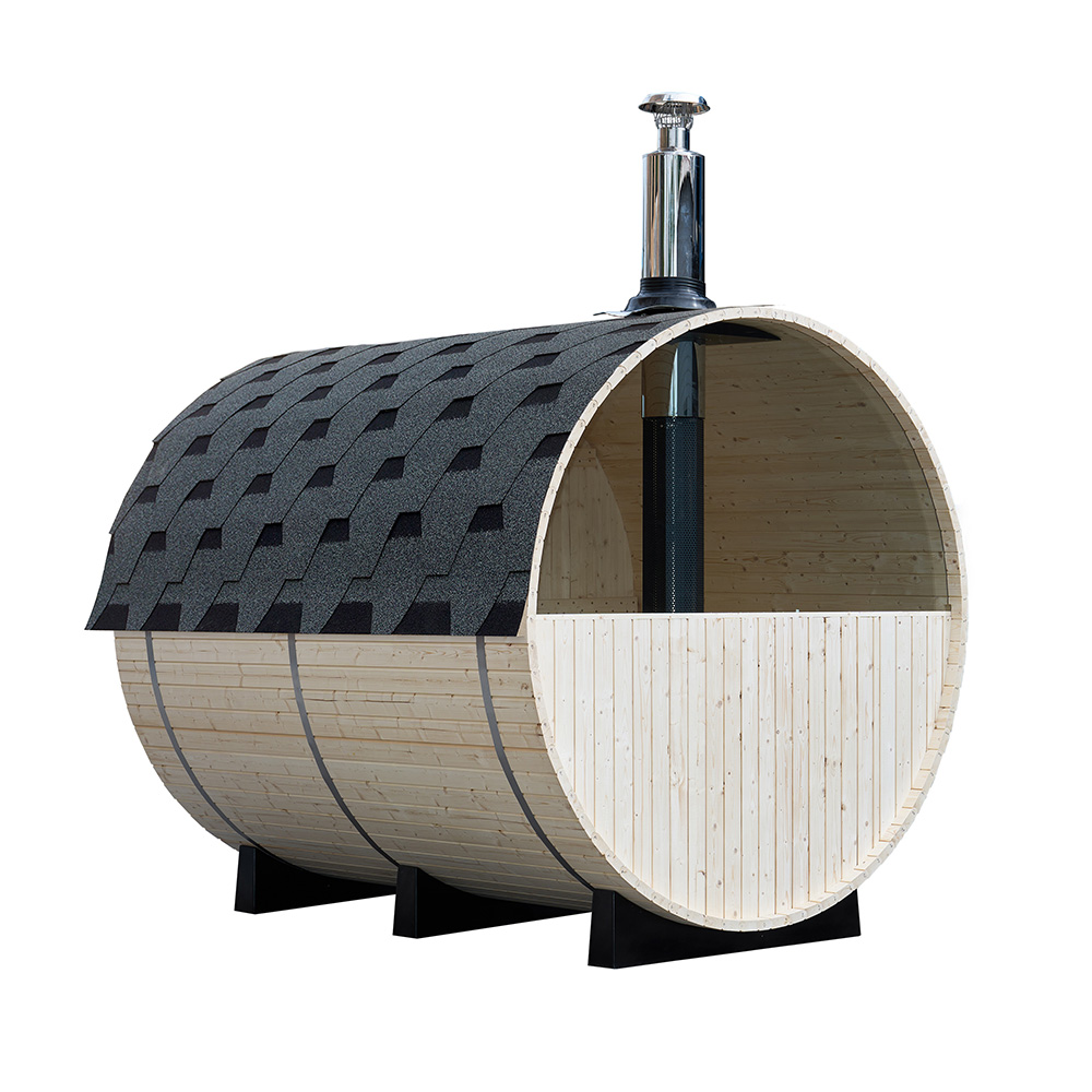Fasssauna mit Holzofen LAGOM DELUXE - 210 x 240 cm für 4-6 Personen – Bild 5