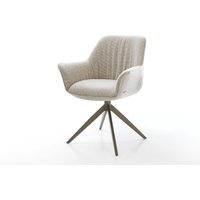 Drehstuhl Keila-Flex mit Armlehnen Webstoff Soft Beige Kreuzgestell breit Effektfinish Titan 360 drehbar Wippfunktion