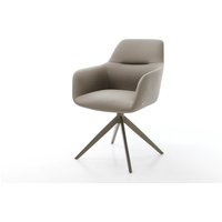 Drehstuhl Pejo-Flex Echt-Leder Schlamm Kreuzgestell breit Effektfinish Titan 360 drehbar Wippfunktion Taschenfederkern